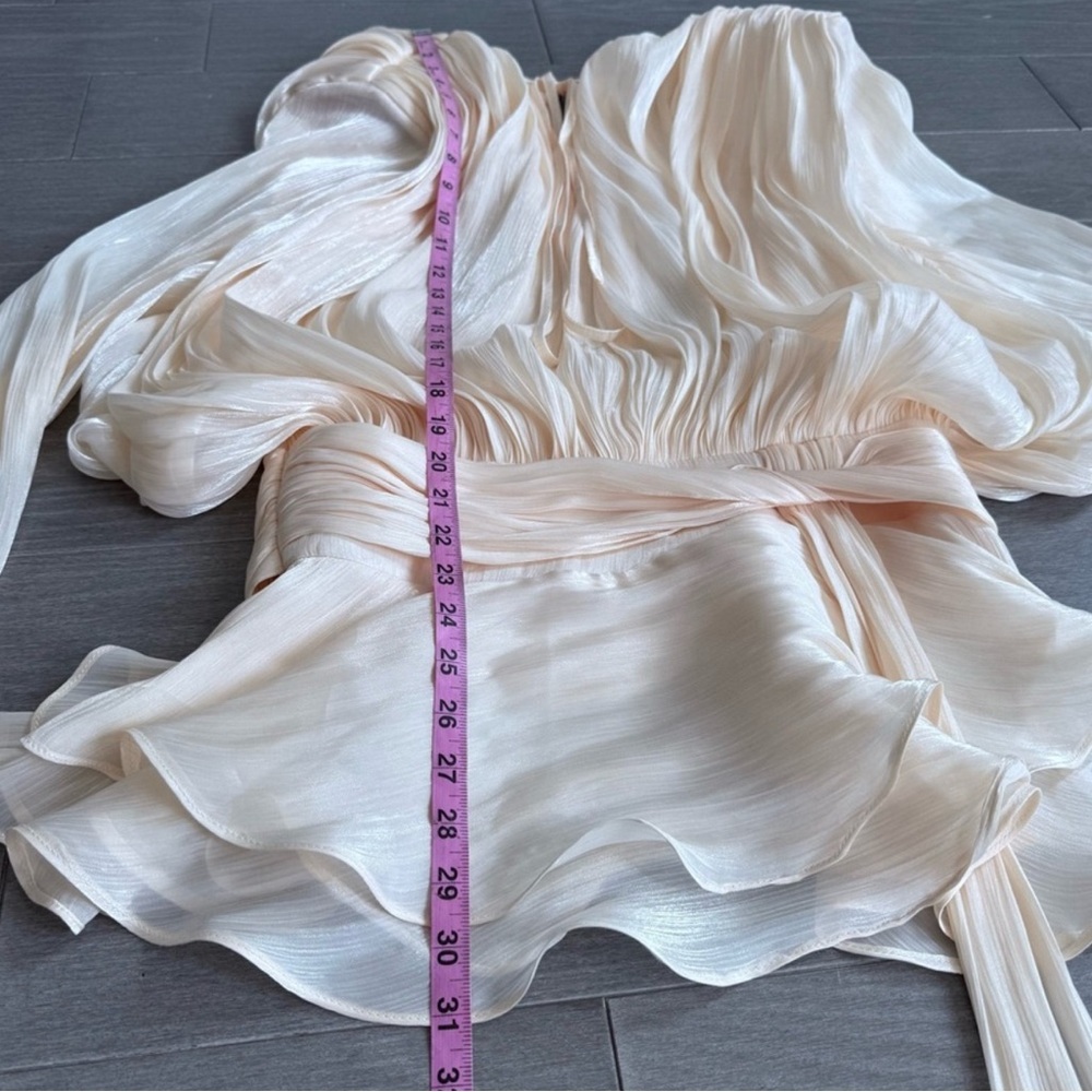 Miss Rosier EUGÉNIE NEUTRAL FULLY PLEATED RUFFLED MINI DRESS XS NWT - Picture 13 of 16